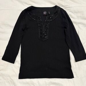 Rafaella Black Ribbed Top